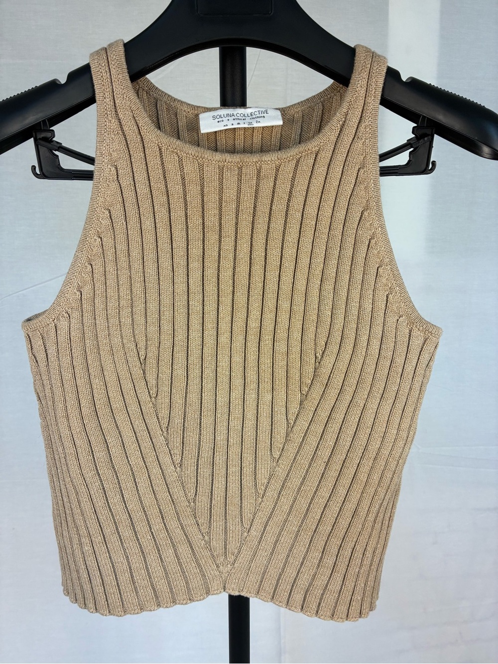 Soluna Collective Knit Ribbed Tank in Sand 1X